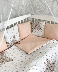 Комплект  постельного белья в кроватку бортики, подушка, простынь, одеяло