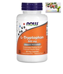 Триптофан, Now Foods ,  L-триптофан, 500 мг, 60 веганские капсулы