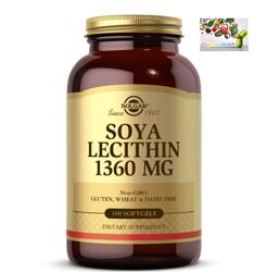 Лецитин, Solgar,  Soya Lecithin 1360 mg 100 капсул
