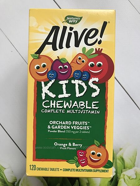 Alive , Мультивитамины для детей , витамины для детей , 120 шт