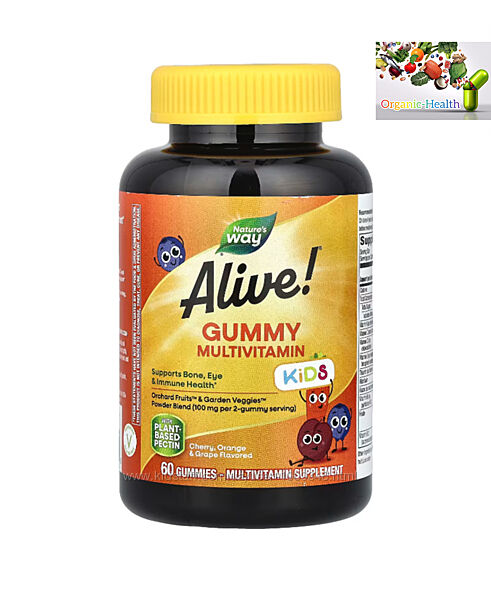 Alive , Витамины для детей , Комплекс мультивитаминнов для детей , 60 шт