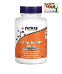 Триптофан, Now Foods , L-триптофан, 500 мг, 120 веганских капсул