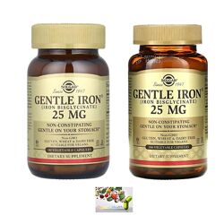 Solgar , Железо , Gentle Iron , 25 mg , 90шт,180 шт