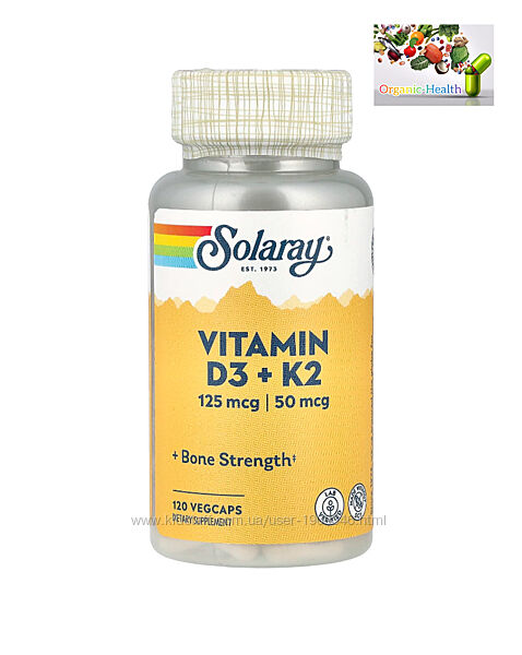 Solaray , D3 K2 , Д3 и К2 , Д3К2, Д3к2, 120 капсул