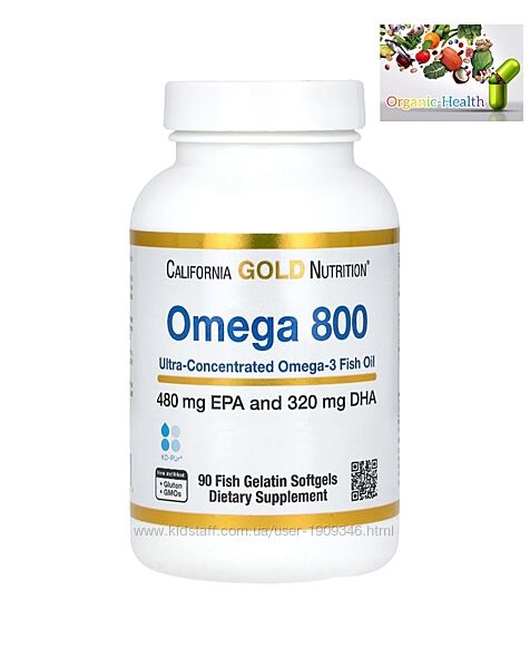 California Gold Nutrition, Омега 800 , рыбий жир , Омега-3 , омега 1000mg 