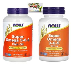 Now Foods, Рыбий жир, Супер Омега 3 6 9 , Super Omega 3-6-9, 1200 мг, 90 шт