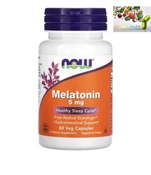 Здоровый сон, Now Foods, мелатонин, 5 мг, 60 растительных капсул