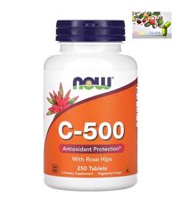 Витамин С, NOW Foods, C-500 с шиповником, 250 таблеток