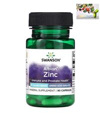 Цинк, Цинк хелат , Swanson, Albion Zinc, 30 мг, 90 капсул