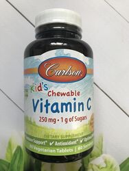 Carlson Labs, Витамин С для детей, Жевательный витамин C, вкус мандарина