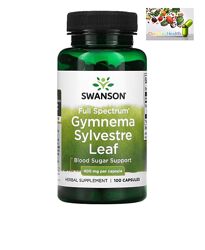 Уровень сахара в крови, Swanson, Gymnema Sylvestre Leaf, полный спектр 