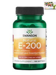 Витамин Е, Swanson, Натуральный витамин E, 134,2 мг, 100 капсул