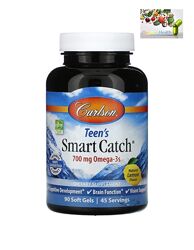 Омега 3 , Carlson, Teen&acutes Smart Catch, натуральный лимон, 700 мг, 90 капсул