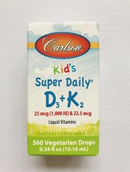 Carlson labs , Д3 К2 , для детей , Витамин D3 K2 для детей 