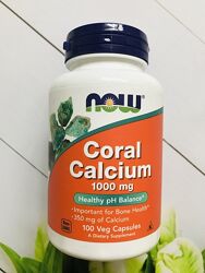 Кальций, Now Foods, Кальций из кораллов, 1000 мг, 100 растительных капсул