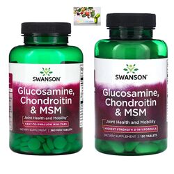 Глюкозамин, Swanson, Глюкозамин  хондроитин и МСМ, 120 , 360 шт