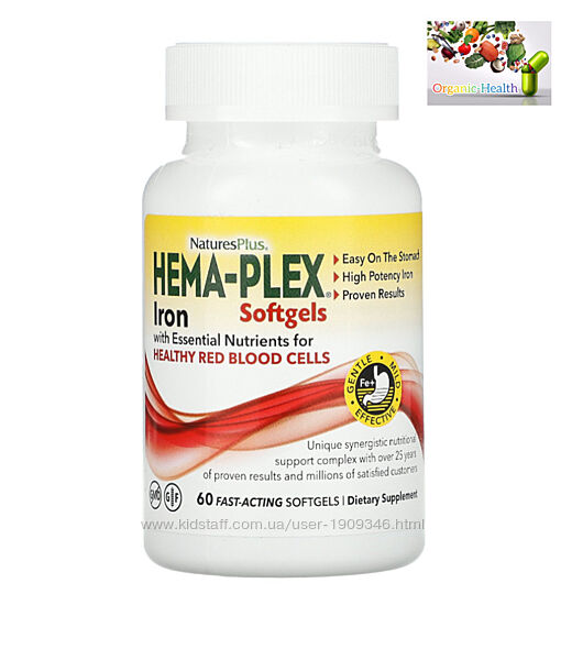 Hema-Plex , комплекс витаминов с железом , Natures Plus , 60 шт, 