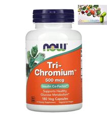 Хром, Пиколина хрома 500 мг, NOW Foods, Tri-Chromium, 500 мкг, 180 капсул