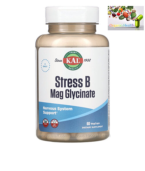 Kal, Stress B , Глицинат магния, витамины группы В , против стресса, 60 шт