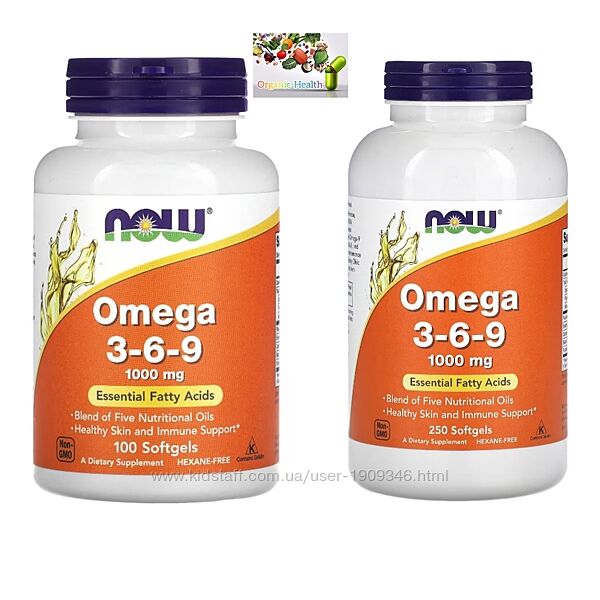 Омега 3-6-9, NOW Foods, Омега 3 6 9 1000 мг, 100 капсул