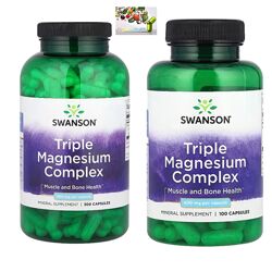 Магний, Swanson, Комплекс тройного магния, 400 мг