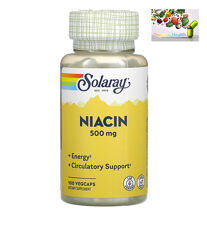 Solaray , Ниацин , Витамин В3 , Ниацин 500 мг , 100 капсул 