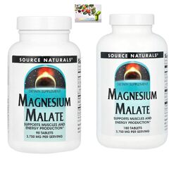 Магний , Магний малат , Source Naturals, малат магния, 90, 180 таблеток