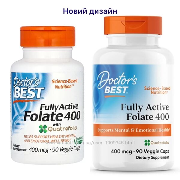 Фолиевая кислота, Doctor Best, полностью активный фолат 400 с Quatrefolic