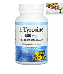  Natural Factors, L-тирозин, Тирозин , 500 мг, 60 веганских капсул