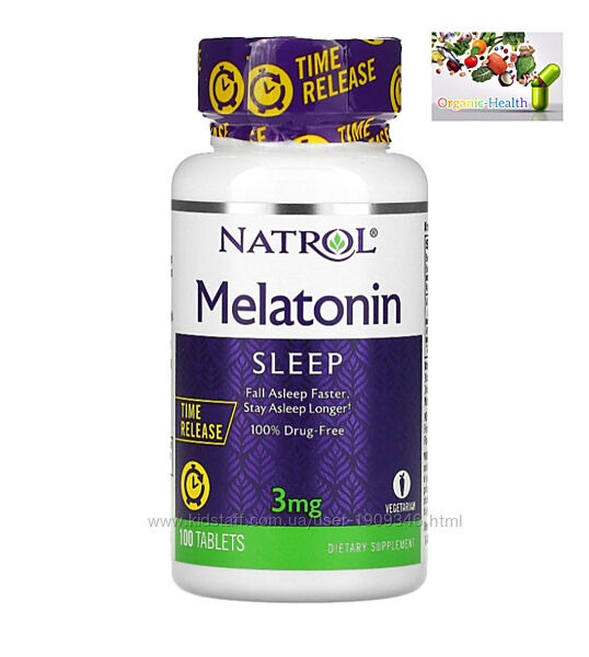 Natrol, Мелатонин , медленное высвобождение, 3 мг ,100 таблеток , 