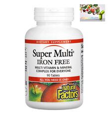 Natural Factors, Super Multi, Мультивитамины для взрослых, без железа, 90шт