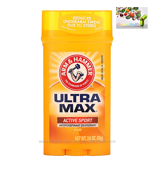 Arm&Hammer, Ultra Max, натуральный дезодорант , Антиперспирант, для мужчин 