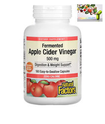 Natural Factors, Яблочный уксус, Ферментированный яблочный уксус, 500мг,180