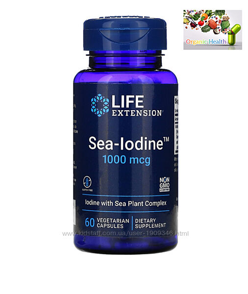 Life Extension, Sea-Iodine, Йод, Ламинария, 1000 мкг, 60 капсул 