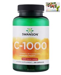 Витамин С , Swanson, Витамин C с шиповником, 1000 мг, 90 капсул