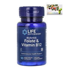 В12 и фолиевая, Life Extension, биоактивные фолат и витамин B12, 90 шт