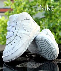 Детские кожаные пинетки Nike Air Force 1 Baby White Mid Soft Crib Bottom 