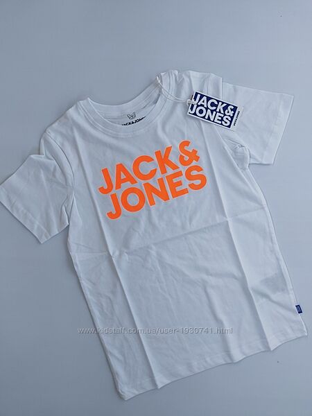 Белая футболка с ярким неоновым принтом Jack & Jones, p-p 140, 164
