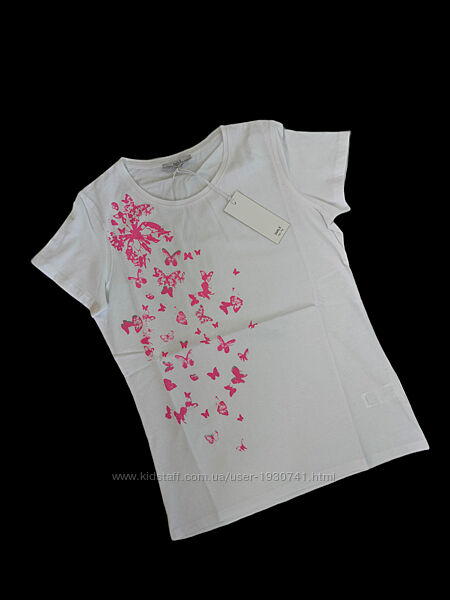 Белая футболка с принтом с бабочками Smile италия S,  L, XL, 44, 48, 50