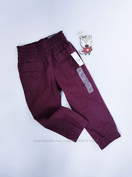 Бордовые котоновые штаны брюки джогеры карго Gap 98 см, на 3 года 