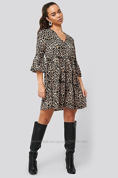 Платье леопардовое с принтом леопард Na-kd 36,  S,  44
