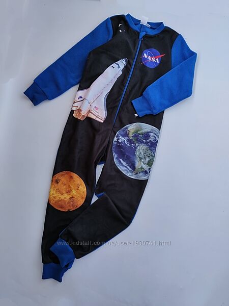 Теплая флисовая пижама кигуруми домашний костюм космос планеты Nasa 