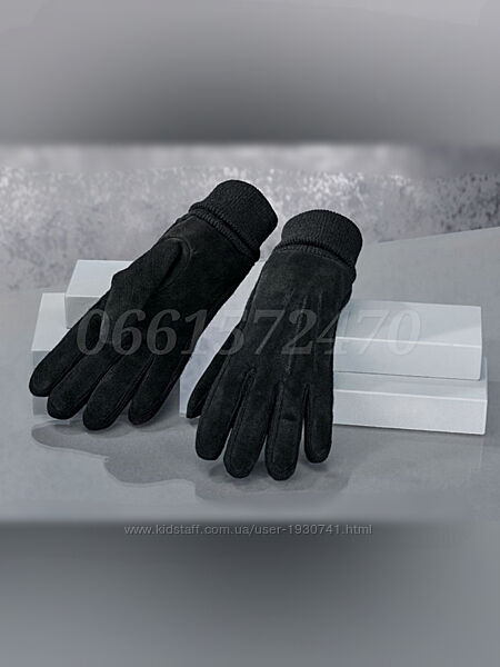 Черные замшевые перчатки рукавицы натуральная замша Esmara  7,5