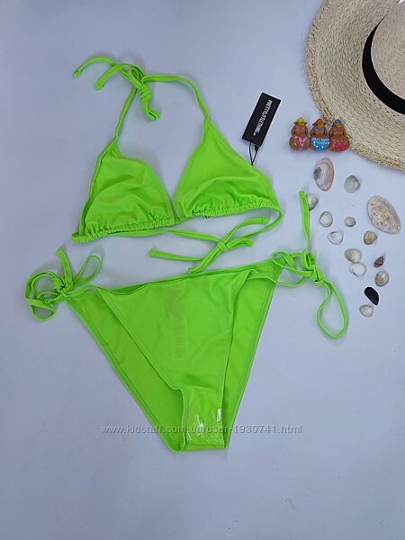 Салатовий неоновий роздільний купальник Prettylittlething 12, 48, 40, L 