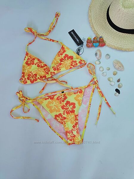 Яркий раздельный купальник бикини Prettylittlething PLT UK 10, 38, М, 46