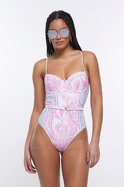 Сдельный слитный суцільний купальник с поясом River Island 10, 38, m, 46