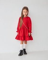 Сукня на дівчинку 110-128 см Замш Червона 002592