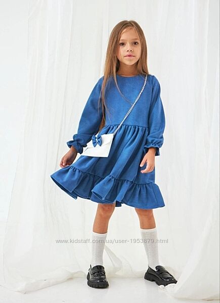 Сукня на дівчинку 98-128 см Замш 002574 Синя