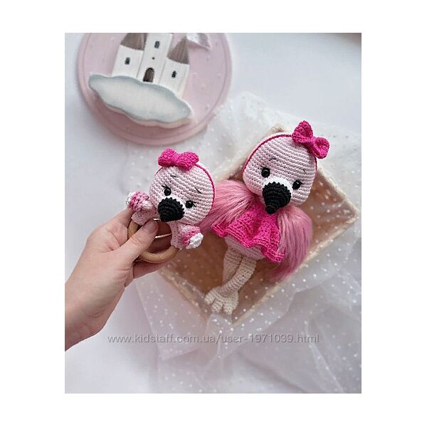 Фламинго игрушка и погремушка Кристина Тучкова