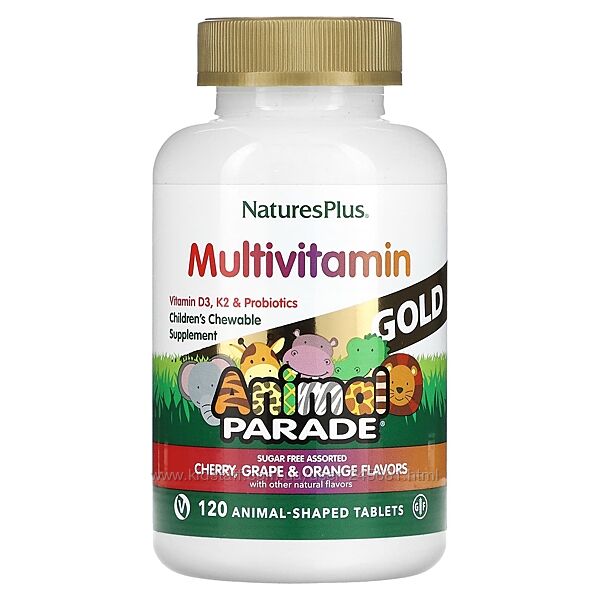 NaturesPlus детские мультивитамины Animal Parade Gold 120 шт Ассорти  